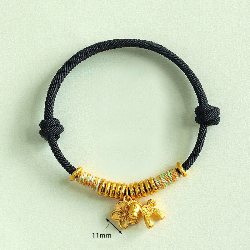 Buddha Stones Year Of The Horse Flower Charm Red String Connection Handmade Bracelet - image 14