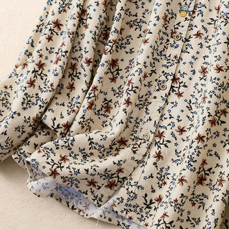 Buddha Stones Fall Floral Print Buttons Down Design Women's Cotton Long Sleeve Shirt - image 11