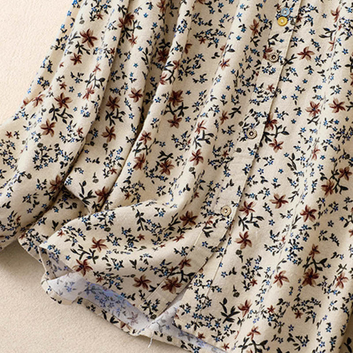 Buddha Stones Fall Floral Print Buttons Down Design Women's Cotton Long Sleeve Shirt - image 11