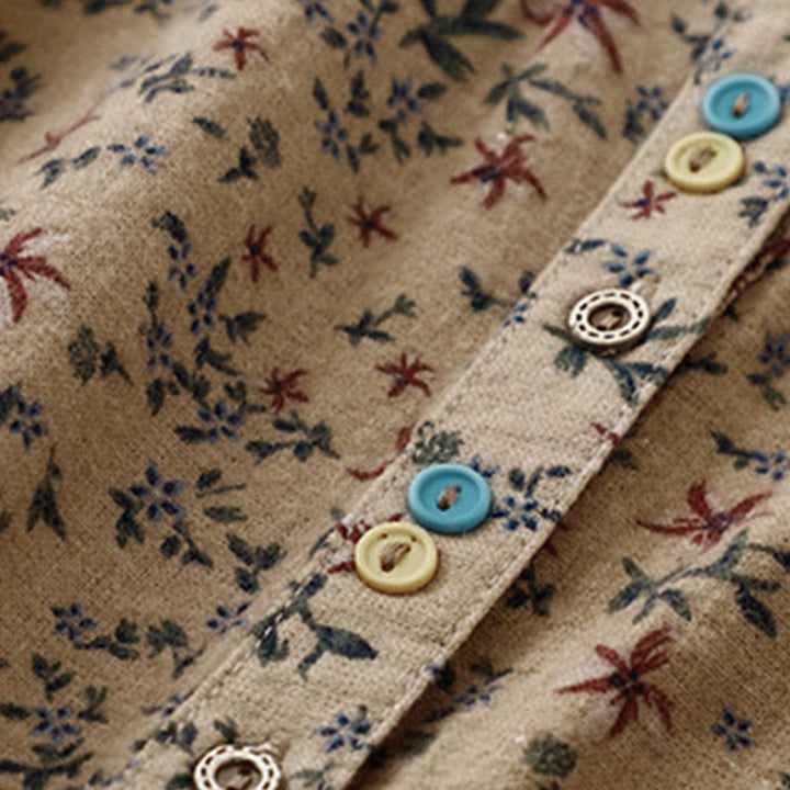 Buddha Stones Fall Floral Print Buttons Down Design Women's Cotton Long Sleeve Shirt - image 20