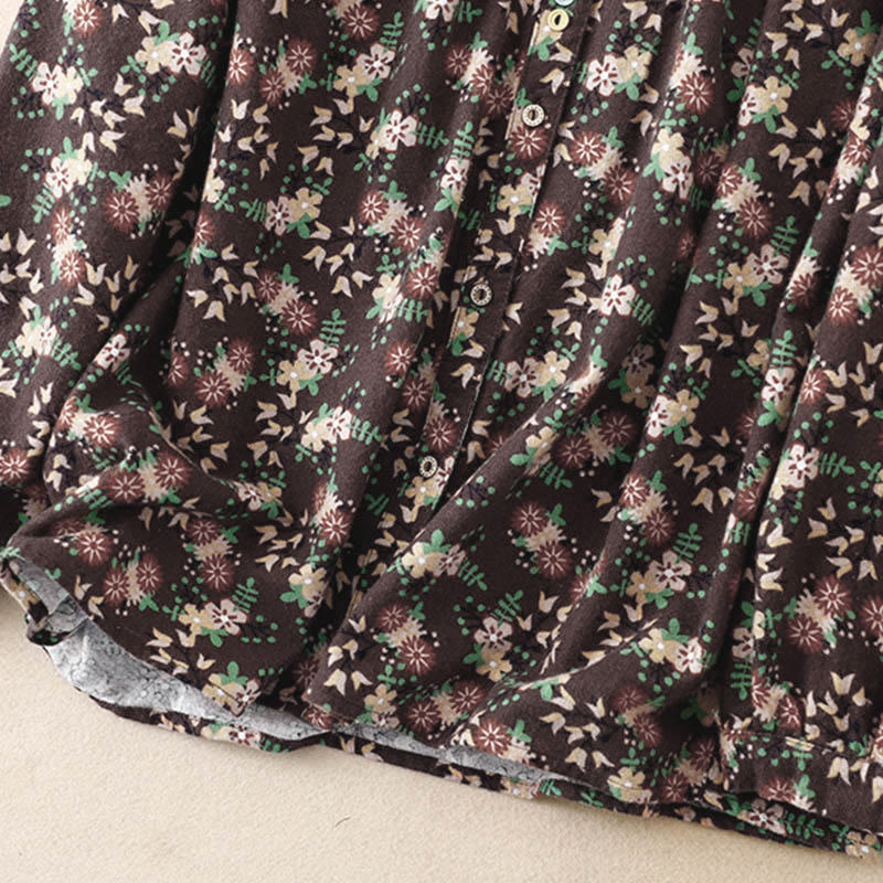 Buddha Stones Fall Floral Print Buttons Down Design Women's Cotton Long Sleeve Shirt - image 25