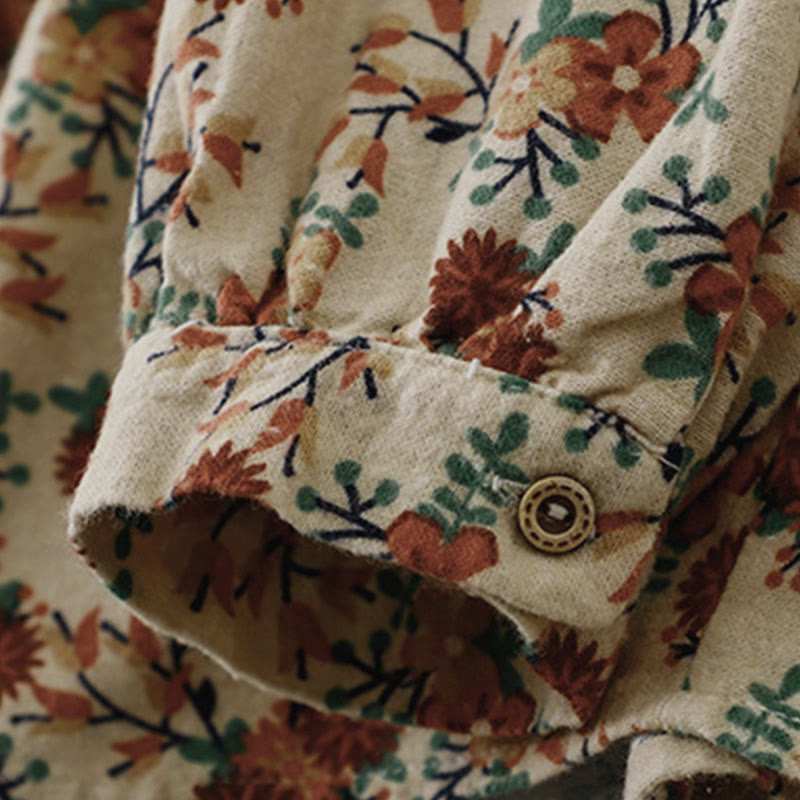 Buddha Stones Fall Floral Print Buttons Down Design Women's Cotton Long Sleeve Shirt - image 5