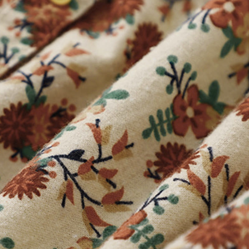 Buddha Stones Fall Floral Print Buttons Down Design Women's Cotton Long Sleeve Shirt - image 6