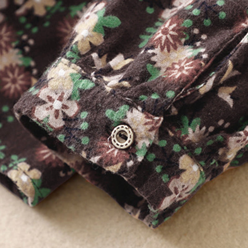 Buddha Stones Fall Floral Print Buttons Down Design Women's Cotton Long Sleeve Shirt - image 27