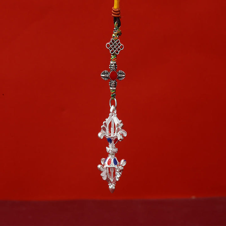 Buddha Stones Vajra Enlightenment Rope Key Chain - Silver - image 3