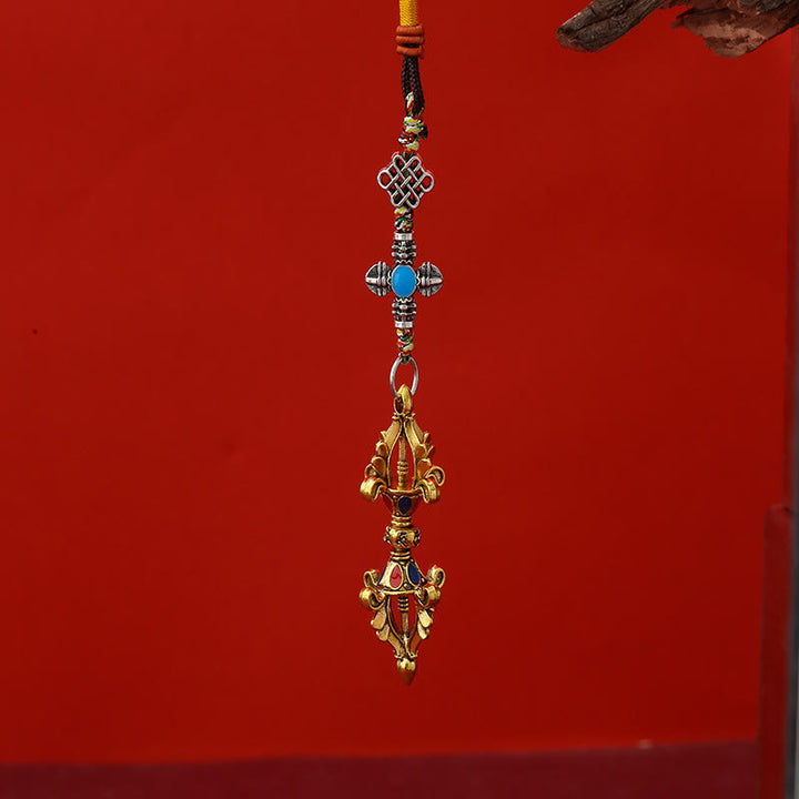 Buddha Stones Vajra Enlightenment Rope Key Chain - Antique Gold - image 0