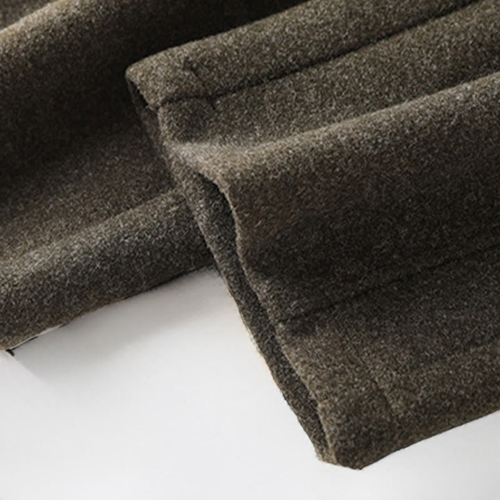 Buddha Stones Plain Button Cotton Thick Wool Women's Wide Leg Pants With Pockets - image 4