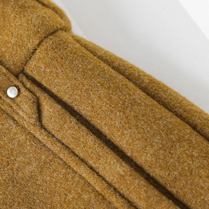 Buddha Stones Plain Button Cotton Thick Wool Women's Wide Leg Pants With Pockets - image 8