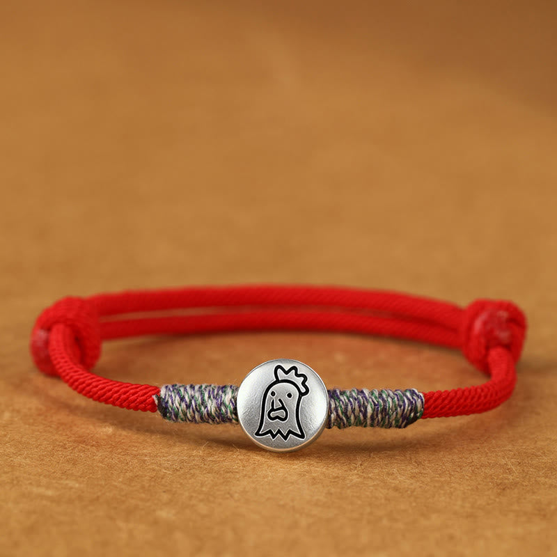 Buddha Stones 999 Sterling Silver Year Of The Horse Chinese Zodiac String Braided Luck Bracelet - Rooster Red String - 19-23cm - image 40