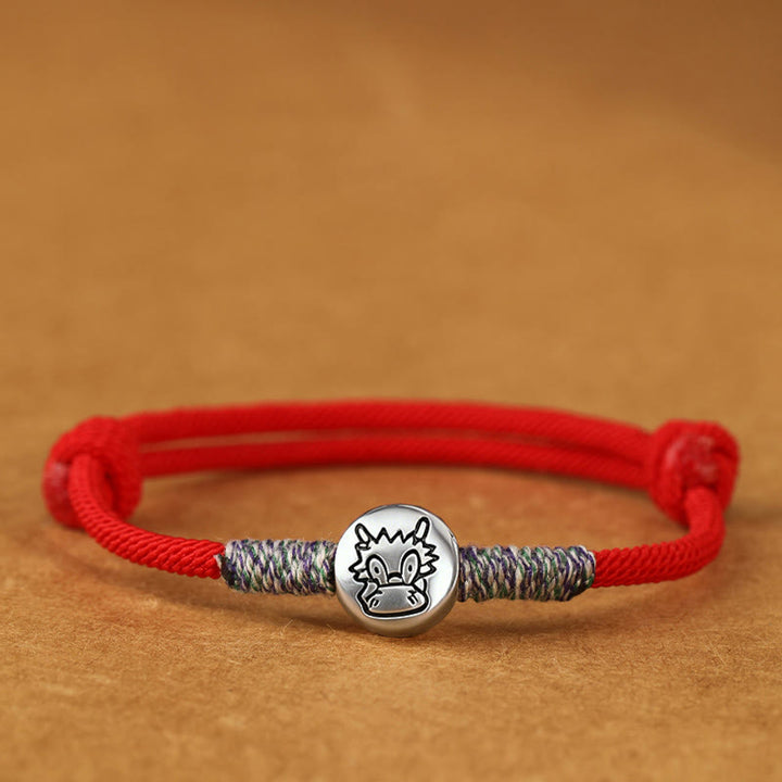 Buddha Stones 999 Sterling Silver Year Of The Horse Chinese Zodiac String Braided Luck Bracelet - Dragon Red String - 19-23cm - image 33