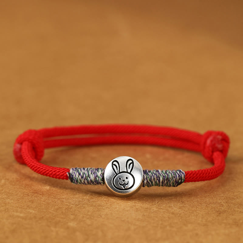 Buddha Stones 999 Sterling Silver Year Of The Horse Chinese Zodiac String Braided Luck Bracelet - Rabbit Red String - 19-23cm - image 32