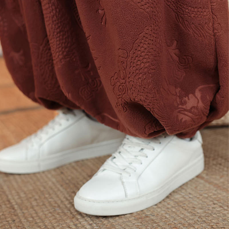 Buddha Stones 2Pcs Fall Winter Men's Tang Suit Dragon Frog-Button Cotton Long Sleeve Jacket Pants Set - image 21