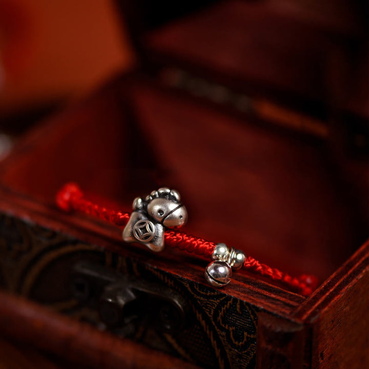 Buddha Stones 999 Sterling Silver Year Of The Horse 925 Sterling Silver Bell String Luck Child Adult Bracelet Anklet - image 11