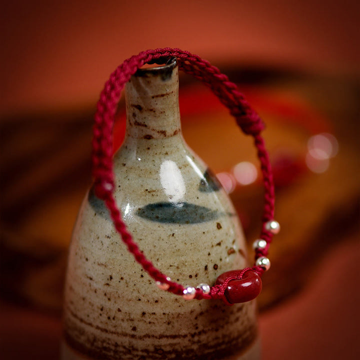 Buddha Stones Cinnabar Peace Buckle Handmade String Adjustable Blessing Bracelet Anklet - image 17