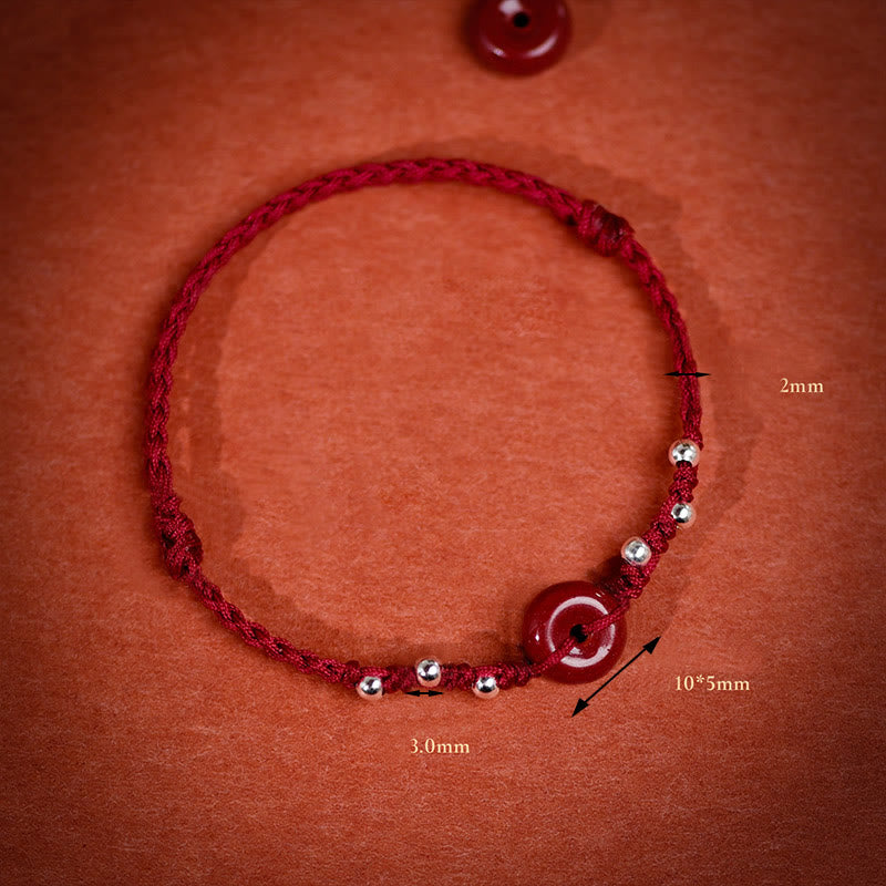 Buddha Stones Cinnabar Peace Buckle Handmade String Adjustable Blessing Bracelet Anklet - image 18