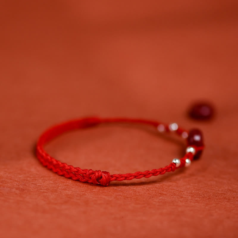 Buddha Stones Cinnabar Peace Buckle Handmade String Adjustable Blessing Bracelet Anklet - image 3