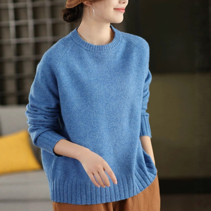 Buddha Stones Winter Crew Neck Warm Long Sleeve Women's Cotton Knitted Sweater - LightSkyBlue - US4，UK/AU8，EU36 (F) - image 2