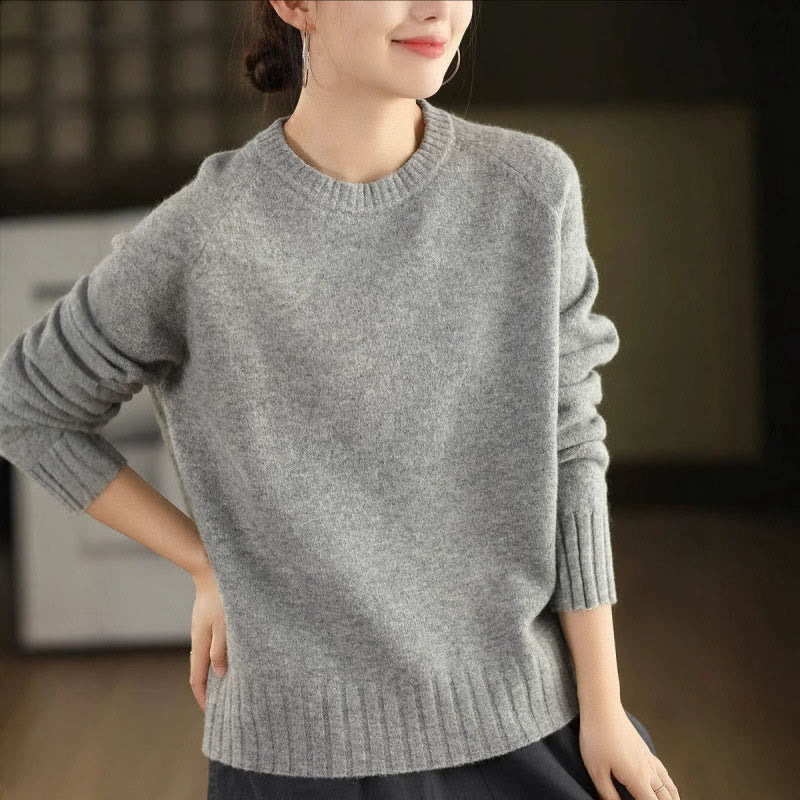 Buddha Stones Winter Crew Neck Warm Long Sleeve Women's Cotton Knitted Sweater - LightGrey - US4，UK/AU8，EU36 (F) - image 13