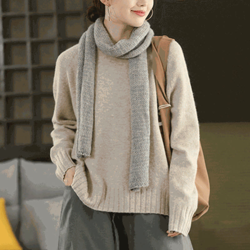 Buddha Stones Winter Crew Neck Warm Long Sleeve Women's Cotton Knitted Sweater - image 16