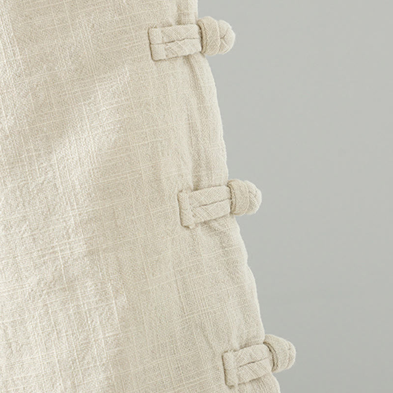 Buddha Stones Winter Elastic Waist Frog-Button Design Cotton Thermal Women's Straight Leg Pants With Pockets - image 16