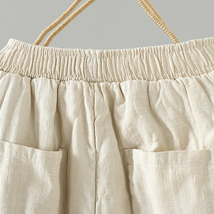 Buddha Stones Winter Elastic Waist Frog-Button Design Cotton Thermal Women's Straight Leg Pants With Pockets - image 12