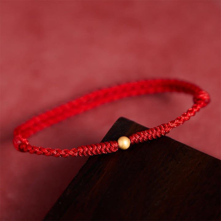 Buddha Stones 925 Sterling Silver Plated Gold Single Bead Strength Braided Red Rope Bracelet Anklet - image 11