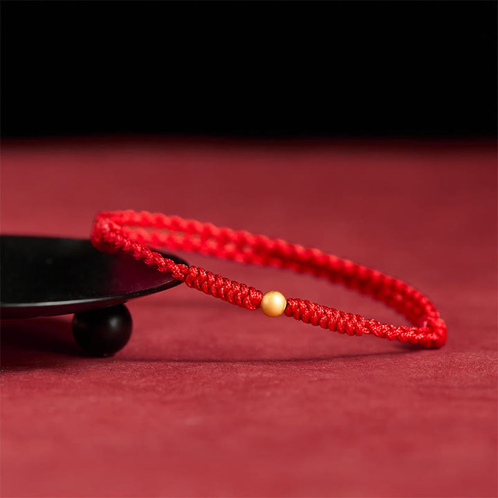 Buddha Stones 925 Sterling Silver Plated Gold Single Bead Strength Braided Red Rope Bracelet Anklet - image 14