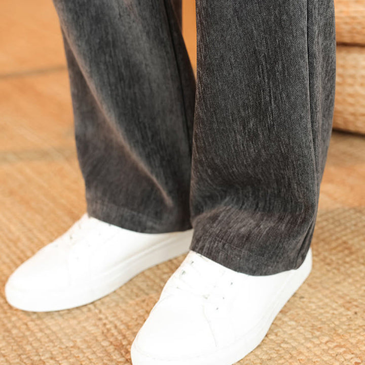 Buddha Stones 2Pcs Winter Thick Men's Tang Suit Frog-Button Cotton Corduroy Long Sleeve Jacket Pants Set With Pockets - image 21