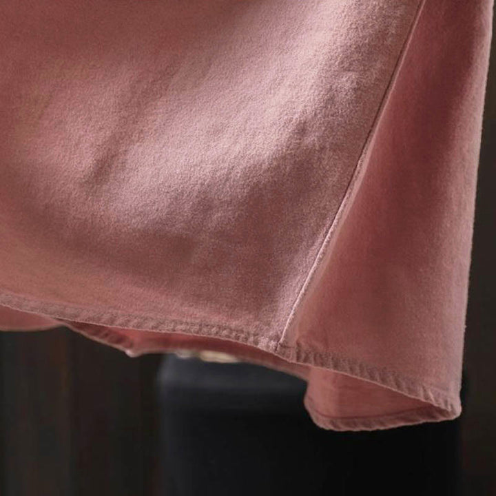 Buddha Stones Fall Solid Color Button Down Stand Collar Long Sleeve Women's Cotton Shirt - image 15