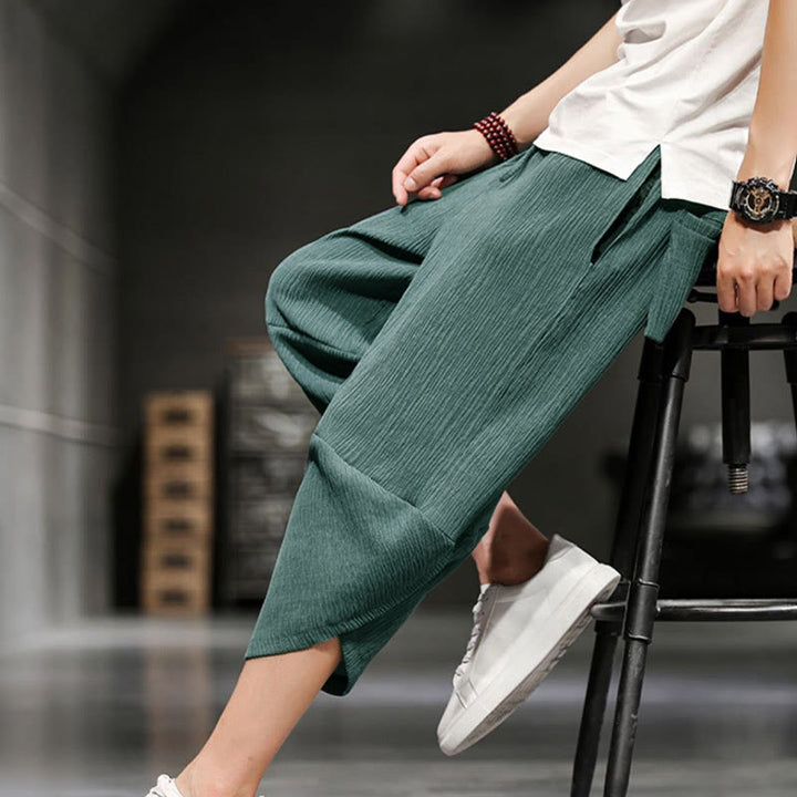 Buddha Stones Summer Solid Men's Cropped Pants With Pockets - image 14