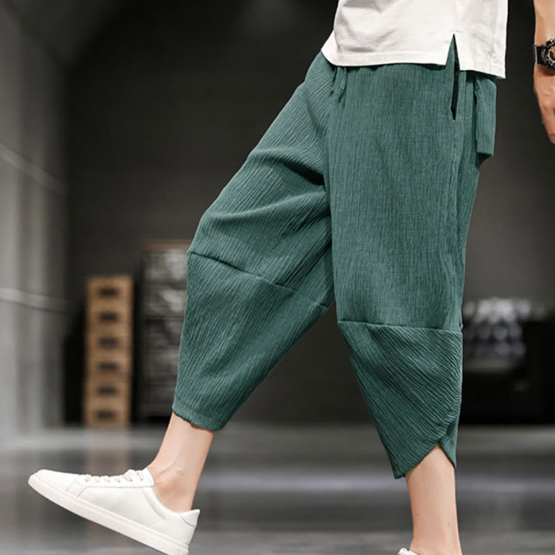 Buddha Stones Summer Solid Men's Cropped Pants With Pockets - image 13