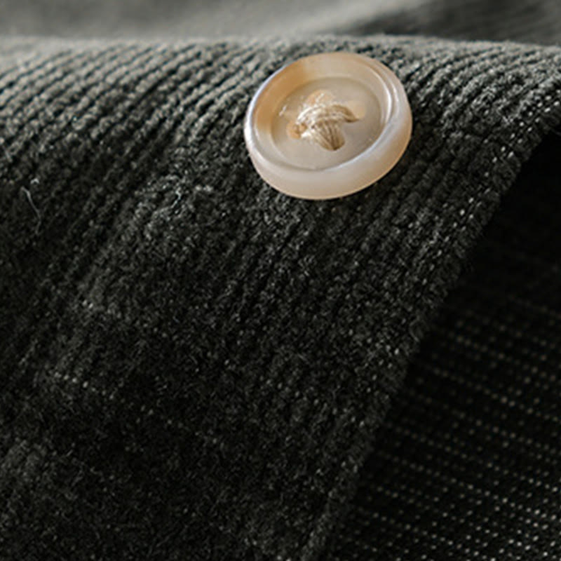 Buddha Stones Casual Corduroy Solid Color Men's Long Sleeve Cotton Thickened Jacket With Pockets - image 14