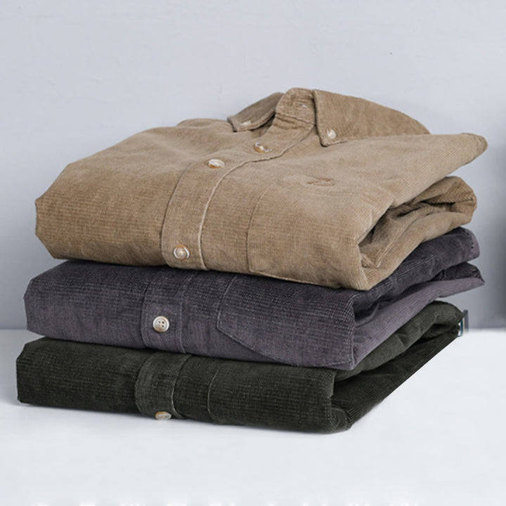 Buddha Stones Casual Corduroy Solid Color Men's Long Sleeve Cotton Thickened Jacket With Pockets - image 17