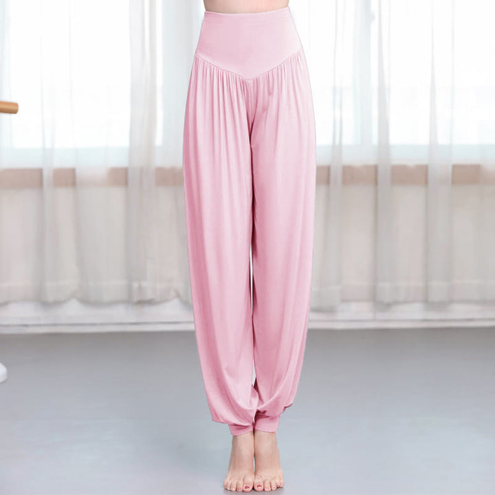 Buddha Stones Plain Color Loose Modal Yoga Dance Harem Pants - LightPink - US12，UK/AU16，EU44 (3XL) - image 10