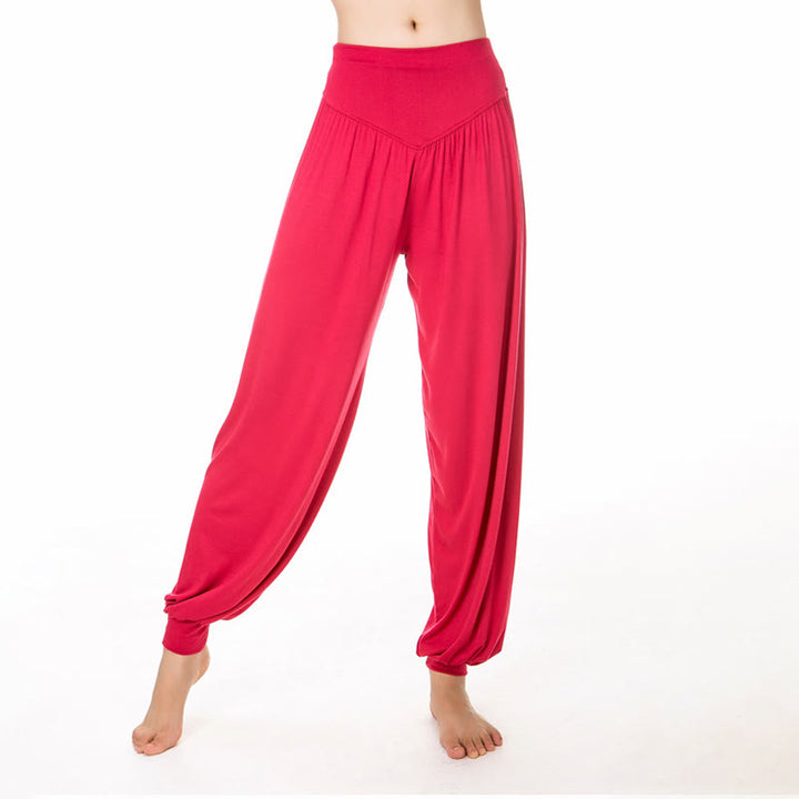 Buddha Stones Plain Color Loose Modal Yoga Dance Harem Pants - Tomato - US12，UK/AU16，EU44 (3XL) - image 22
