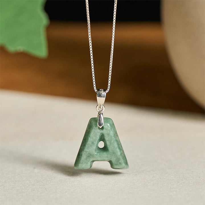 Buddha Stones "May You Find Your Own Meaning" Natural A-Z Letter Jade 925 Sterling Silver Chain Necklace Includes Gift Message Card - image 2