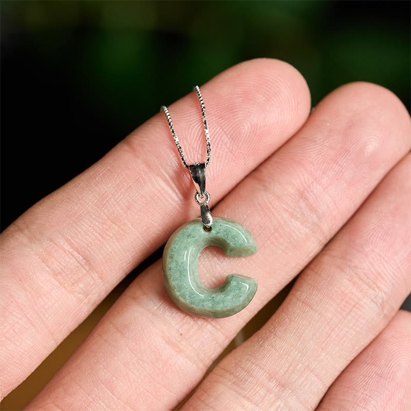 Buddha Stones Natural A-Z Letter Jade Titanium Steel Chain 925 Sterling Silver Chain Prosperity Necklace Pendant - image 61