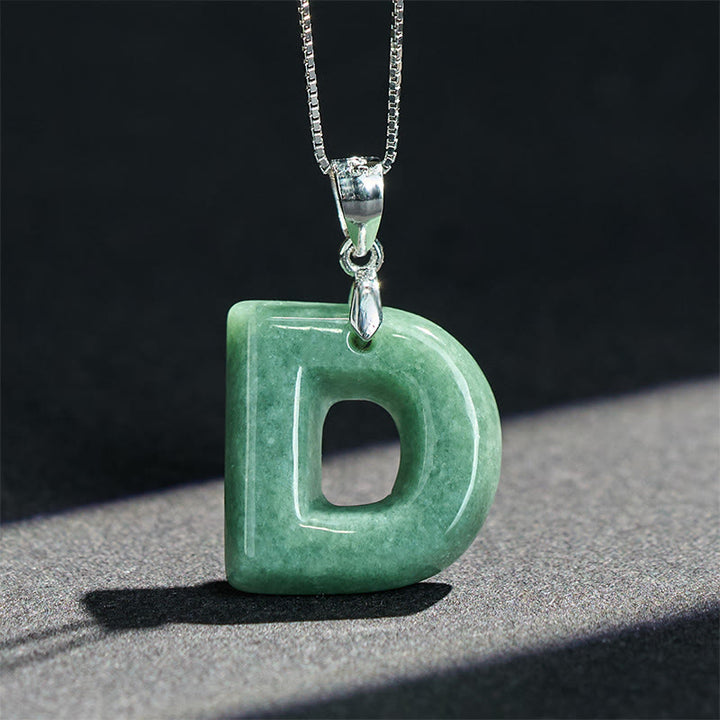 Buddha Stones Natural A-Z Letter Jade Titanium Steel Chain 925 Sterling Silver Chain Prosperity Necklace Pendant - image 66