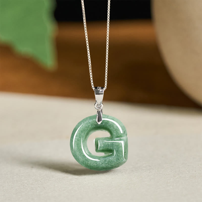 Buddha Stones "May You Find Your Own Meaning" Natural A-Z Letter Jade 925 Sterling Silver Chain Necklace Includes Gift Message Card - image 45