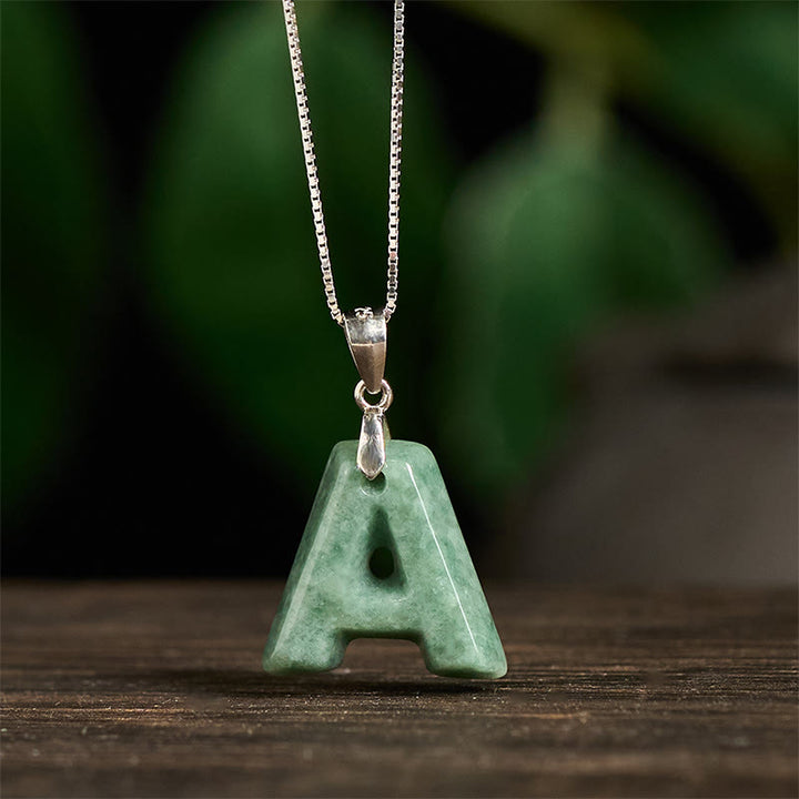 Buddha Stones "May You Find Your Own Meaning" Natural A-Z Letter Jade 925 Sterling Silver Chain Necklace Includes Gift Message Card - image 4
