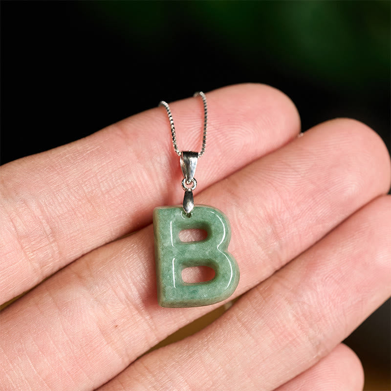 Buddha Stones Natural A-Z Letter Jade Titanium Steel Chain 925 Sterling Silver Chain Prosperity Necklace Pendant - image 55