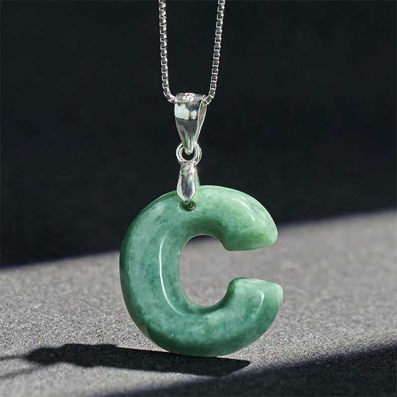 Buddha Stones Natural A-Z Letter Jade Titanium Steel Chain 925 Sterling Silver Chain Prosperity Necklace Pendant - image 60