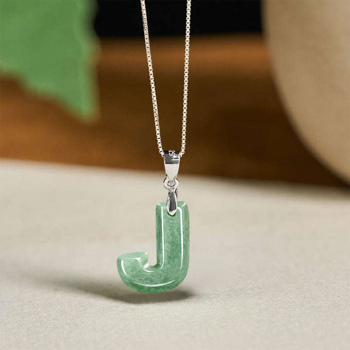 Buddha Stones "May You Find Your Own Meaning" Natural A-Z Letter Jade Titanium Steel Chain Necklace Includes Gift Message Card - image 157