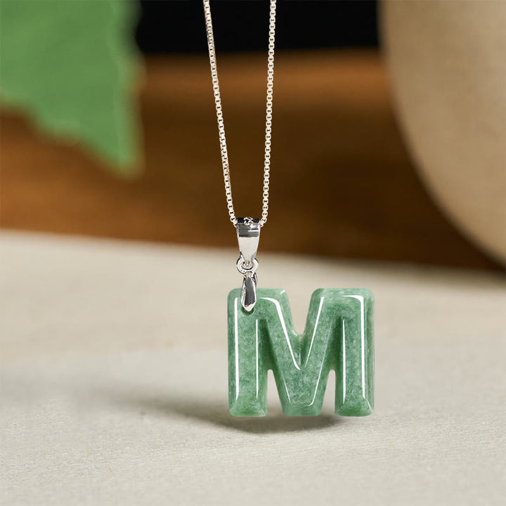 Buddha Stones "May You Find Your Own Meaning" Natural A-Z Letter Jade 925 Sterling Silver Chain Necklace Includes Gift Message Card - image 69
