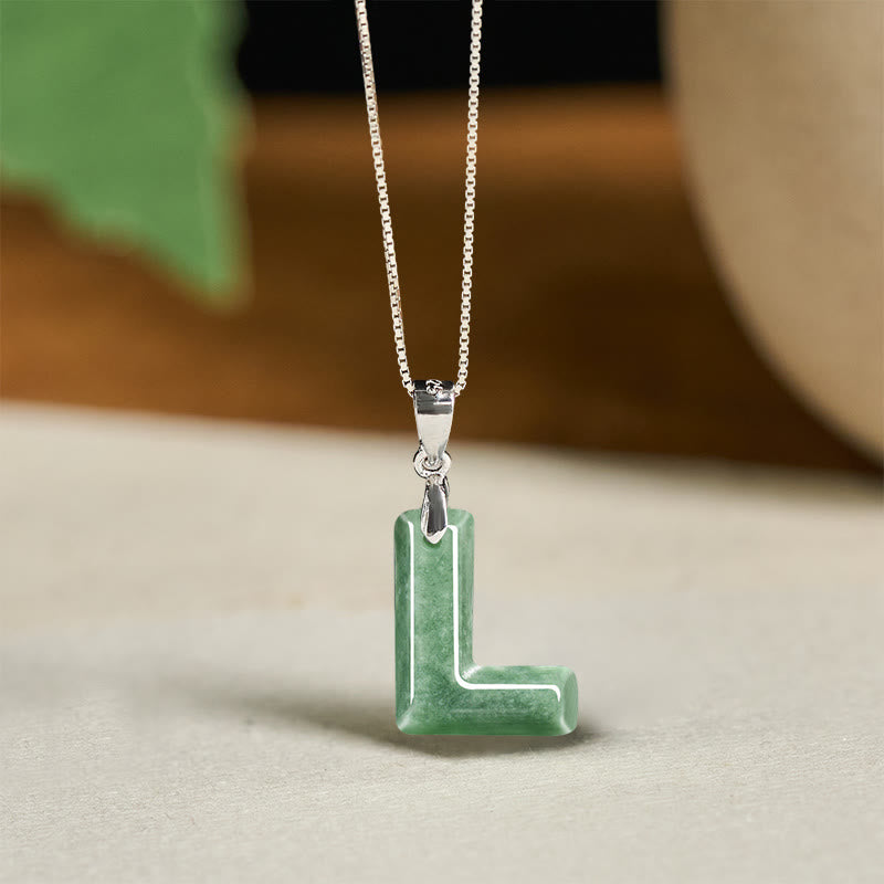 Buddha Stones "May You Find Your Own Meaning" Natural A-Z Letter Jade 925 Sterling Silver Chain Necklace Includes Gift Message Card - image 65