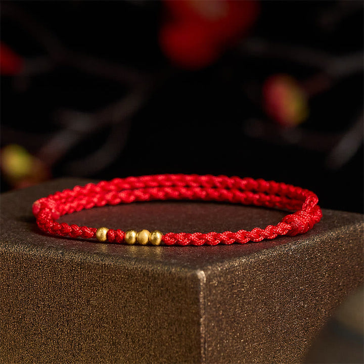 Buddha Stones "Blessings for Clear Connections" 925 Sterling Silver Plated Gold Beads Red String Bracelet Includes Gift Message Card - image 9