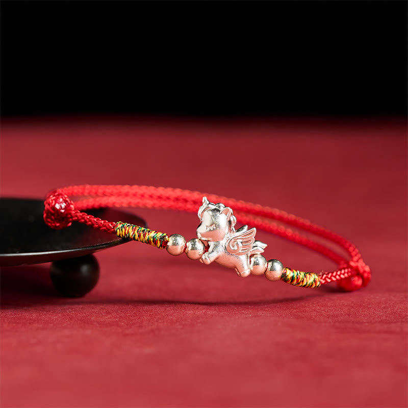 Buddha Stones "All the Best for Fortune and Protection" 925 Sterling Silver Year Of The Horse String Bracelet Includes Gift Message Card - image 3