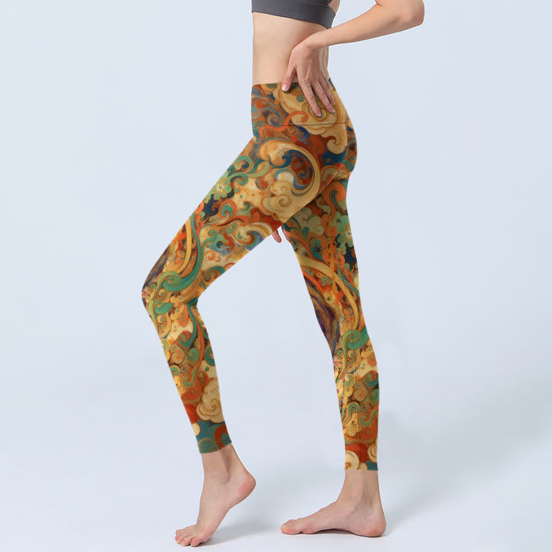 Buddha Stones Gorgeous Fairy Cloud Pattern Print Gym Leggings Women's Yoga Pants - image 2