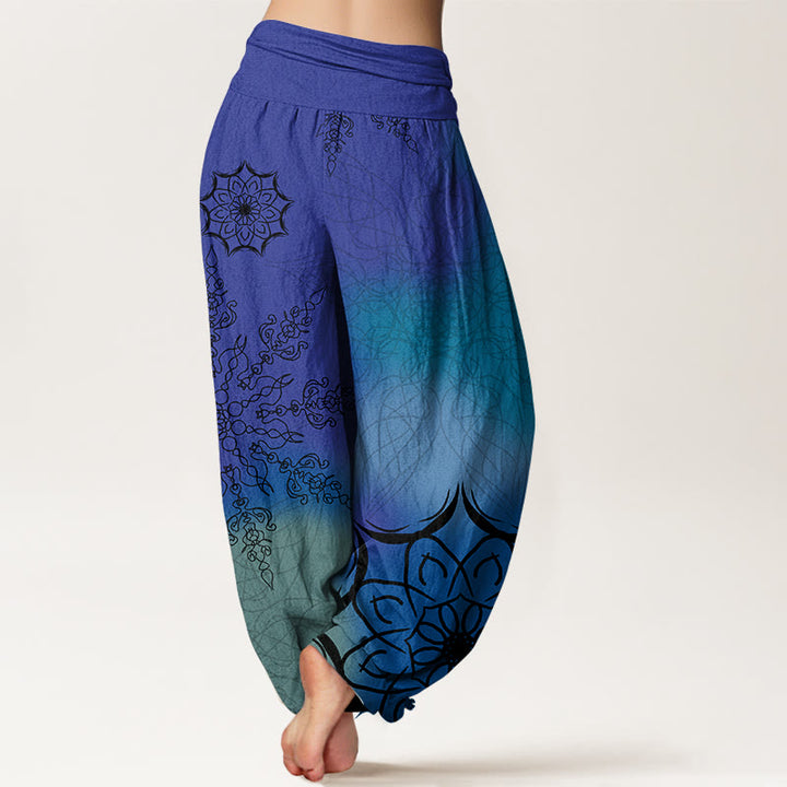 Buddha Stones Cotton Brightly Colored Mandala Pattern Women's Elastic Waist Harem Pants - image 9