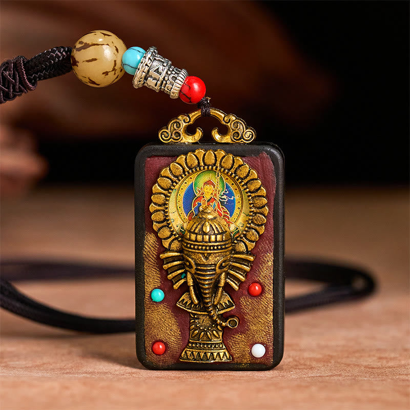 Buddha Stones Tibetan Ganesh Ganpati Elephant Ebony Wood Rope Peace Necklace Pendant - image 12